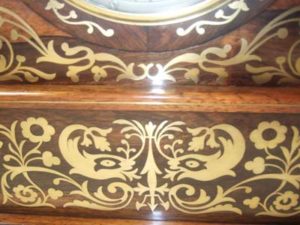 My dream laptop lid was rosewood inlaid with rich rare woods, rarer than this antique Regency brass-inlaid rosewood mantle clock.